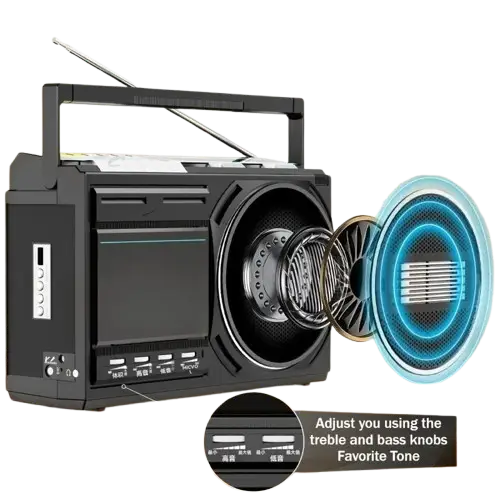 Portable Retro Cassette Player (Black & Silver) - SS
