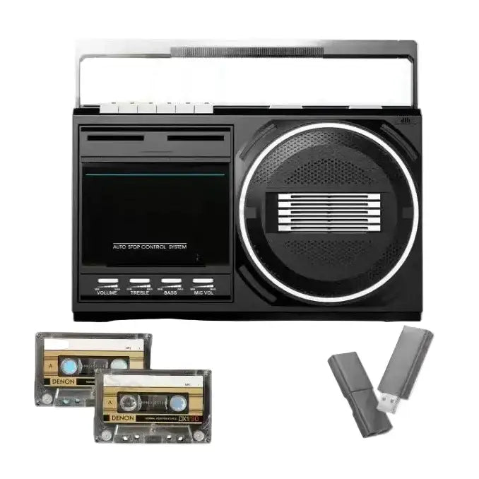 Portable Retro Cassette Player (Black & Silver) - SS