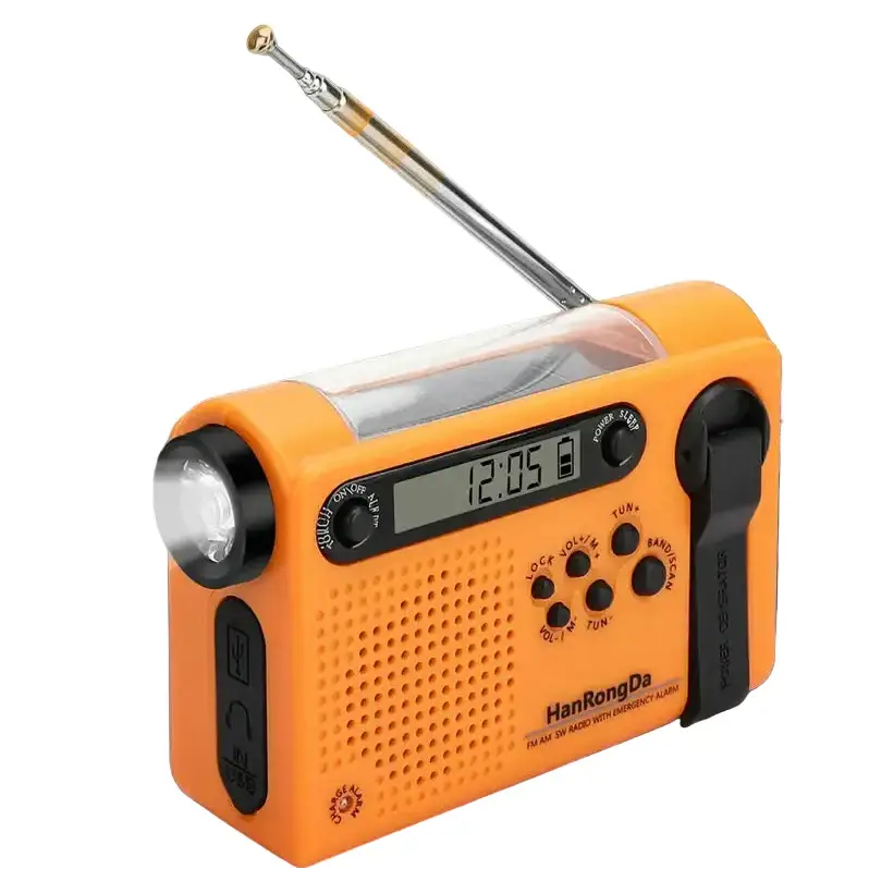 Portable Solar Hand Crank Radio with Power Bank & Flashlight - SS