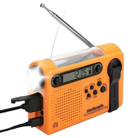 Portable Solar Hand Crank Radio with Power Bank & Flashlight - SS