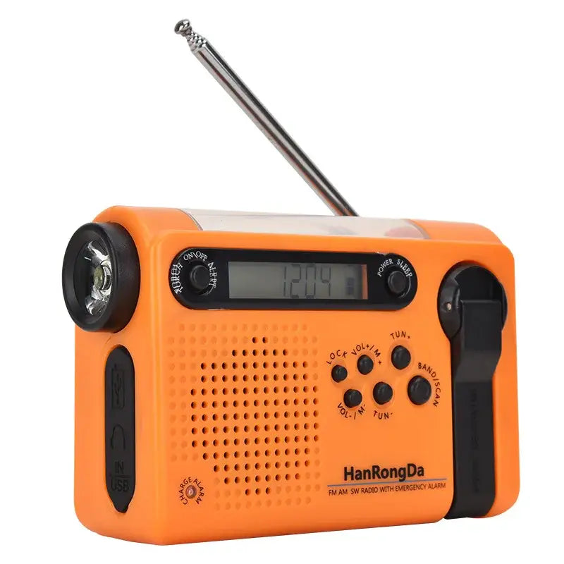 Portable Solar Hand Crank Radio with Power Bank & Flashlight - SS