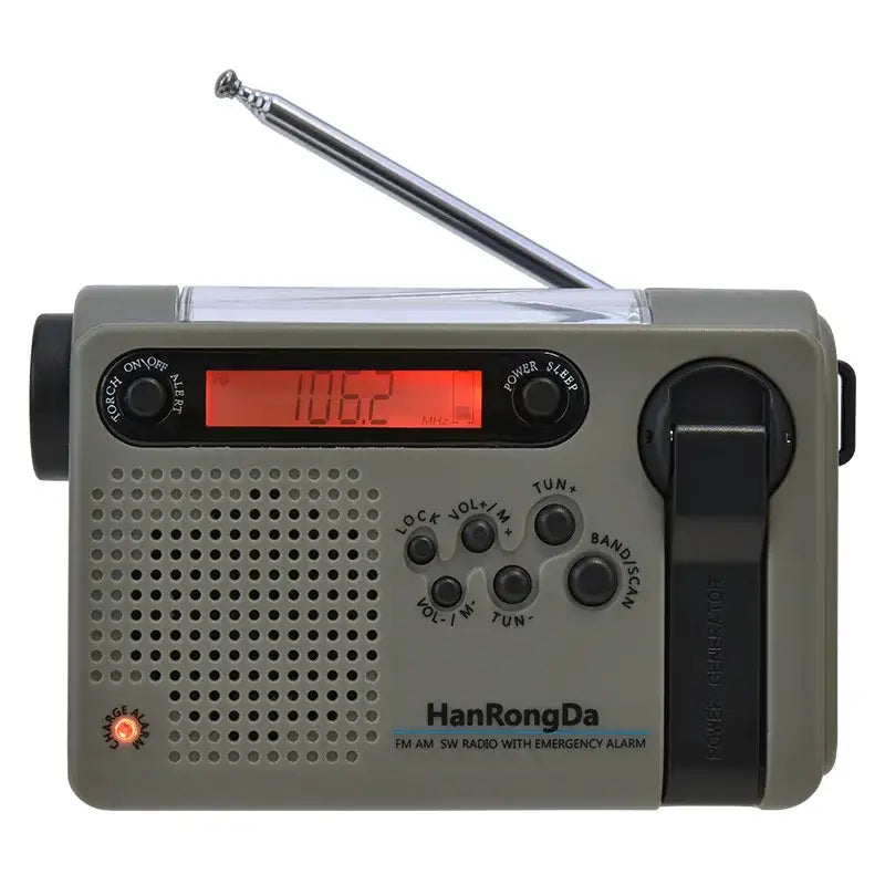 Portable Solar Hand Crank Radio with Power Bank & Flashlight - SS