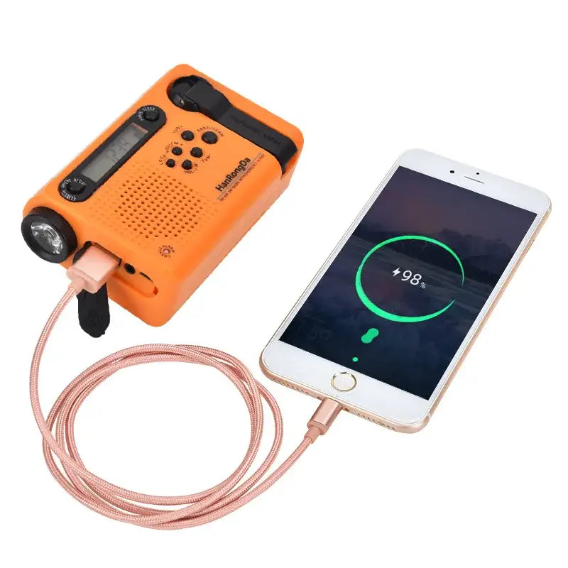 Portable Solar Hand Crank Radio with Power Bank & Flashlight - SS