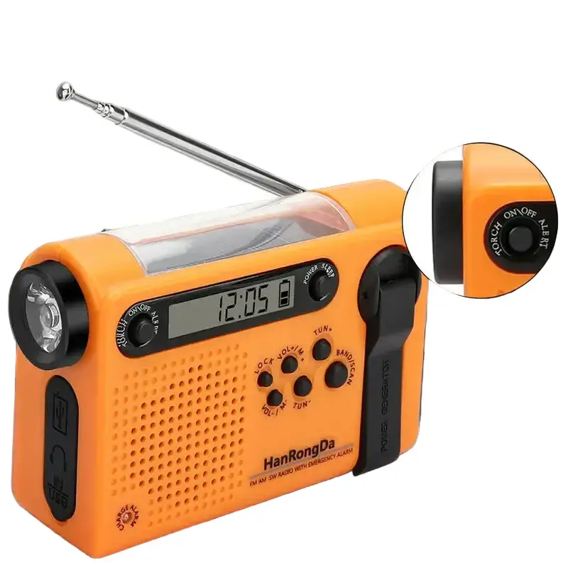 Portable Solar Hand Crank Radio with Power Bank & Flashlight - SS