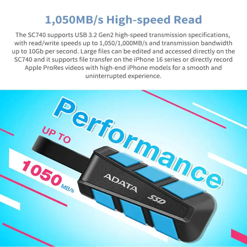 Portable SSD 500GB/1TB USB 3.2 (1050MB/s) - TWS