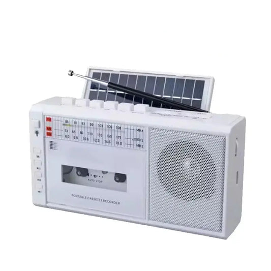 Portable Vintage Retro Solar Emergency Radio Multiband Radio Wireless Bluetooth Mp3 Audio Cassette Tape Player Recorder