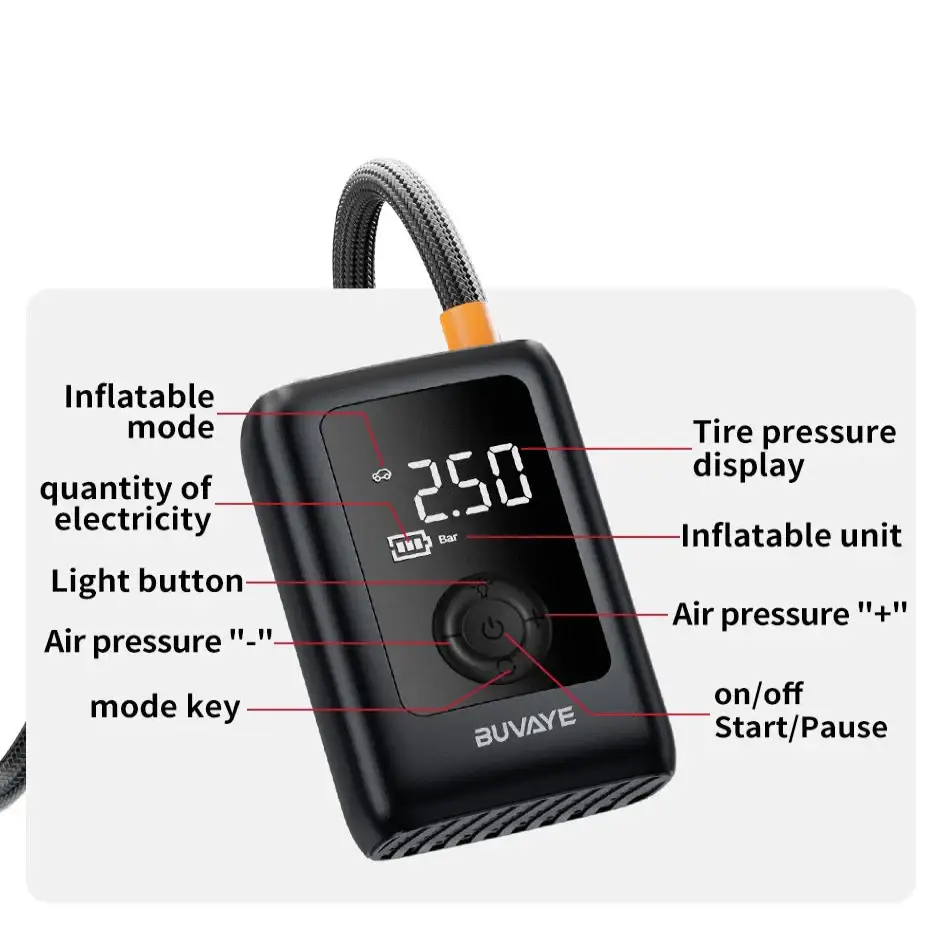 Portable Wireless Air Compressor For Tyre Inflation - HBC