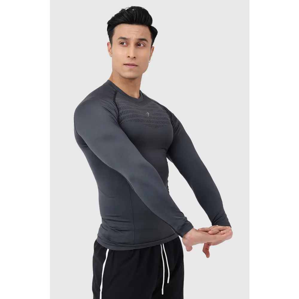 Power Seamless Fullsleeves T-shirt Charcoal - Tshirts