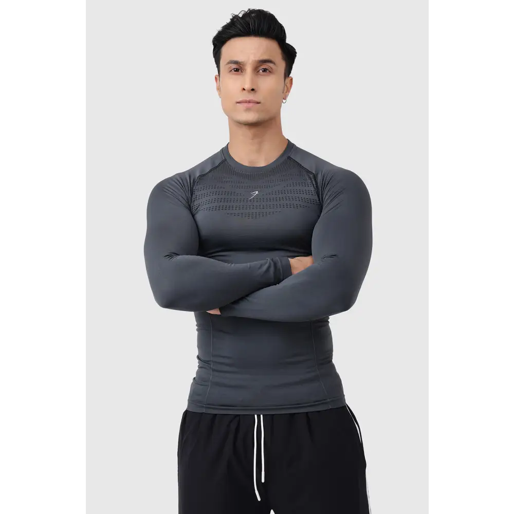 Power Seamless Fullsleeves T-shirt Charcoal - Tshirts
