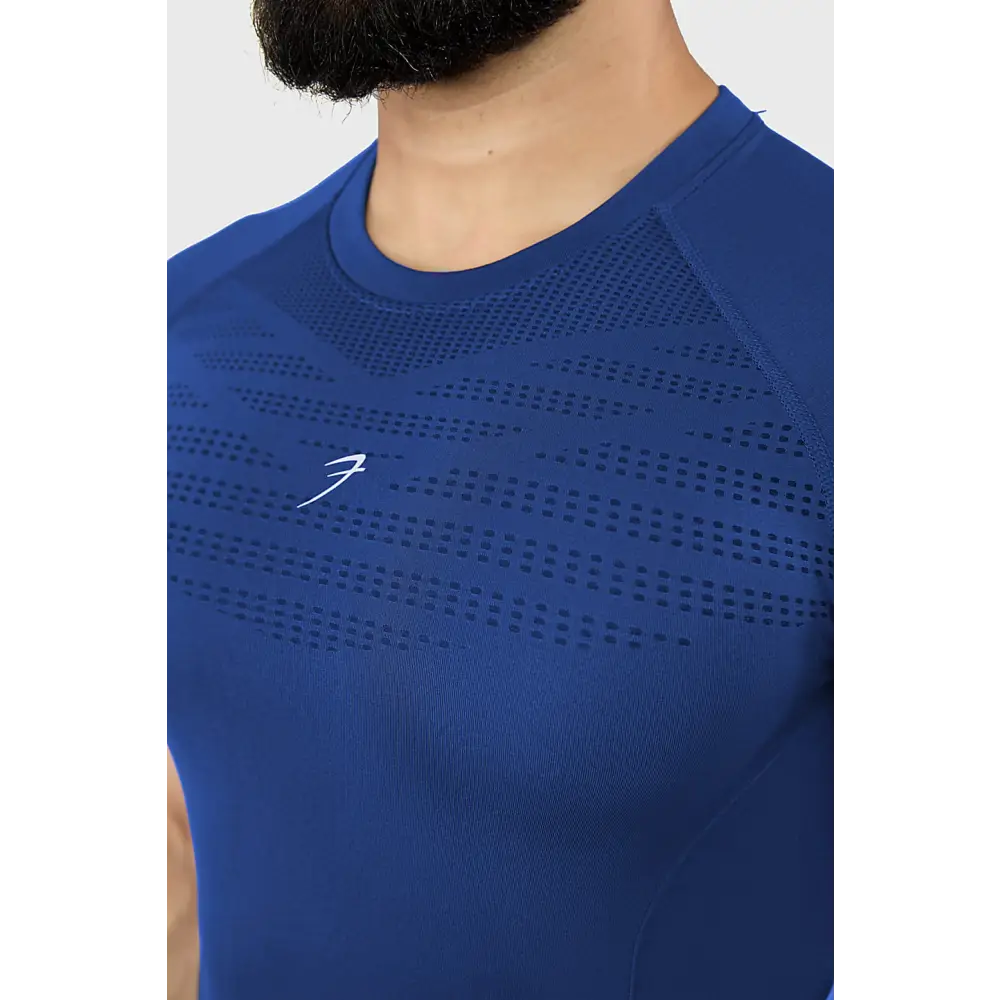 Power Seamless T-shirt Blue/Logo - Tshirts