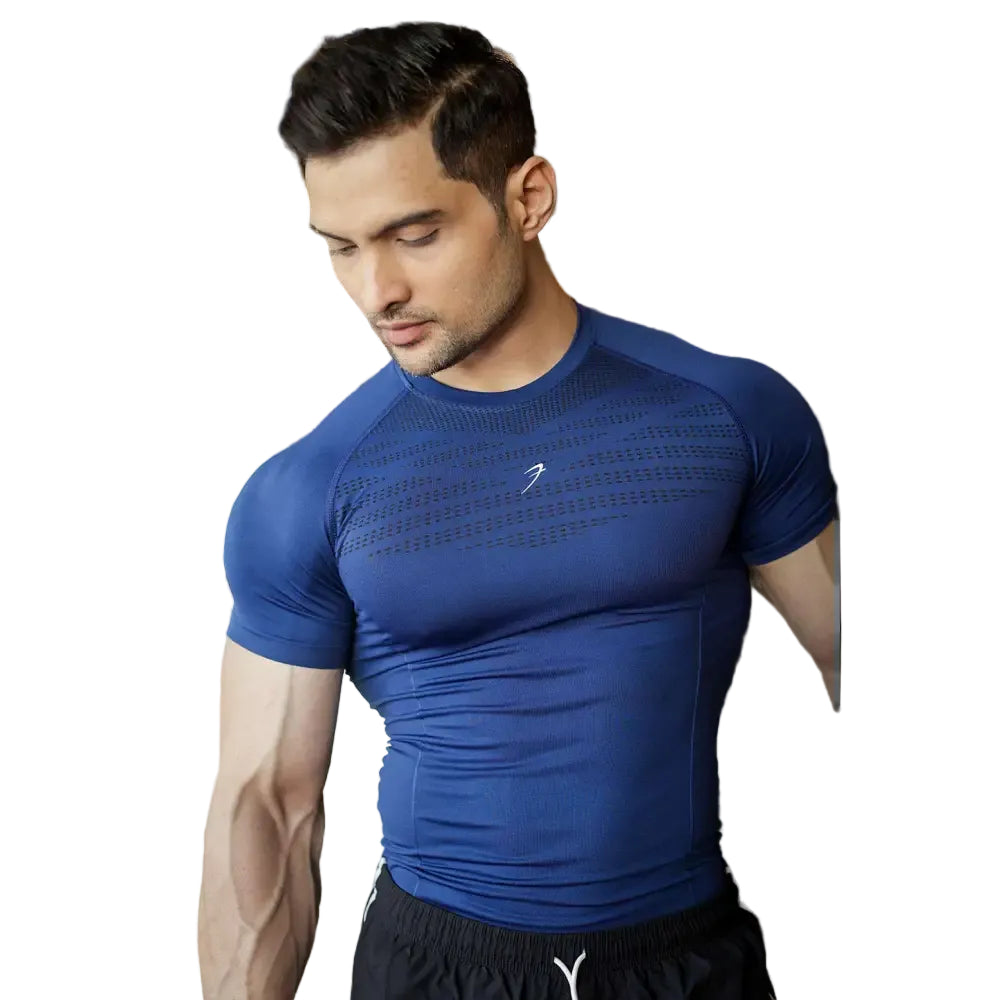 Power Seamless T-shirt Blue/Logo - Tshirts