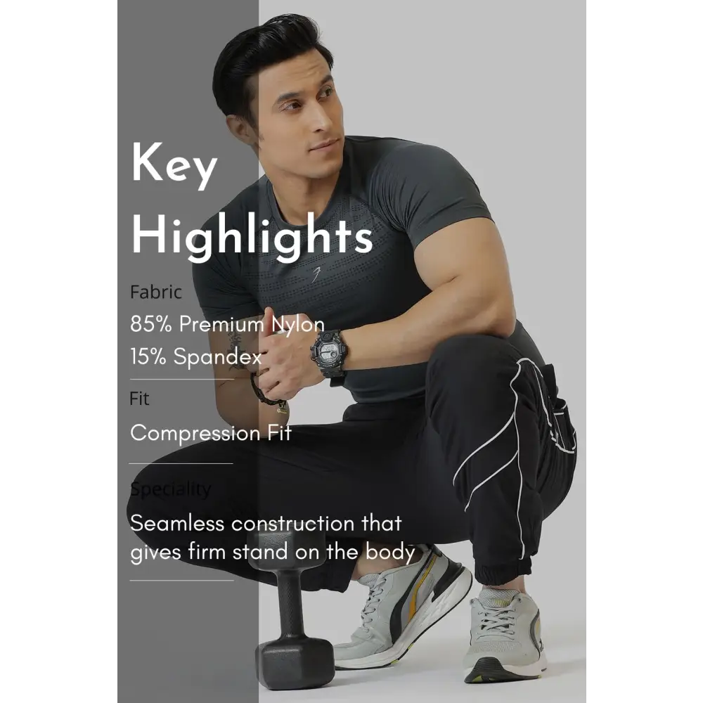 Power Seamless T-shirt Grey/Logo - Tshirts