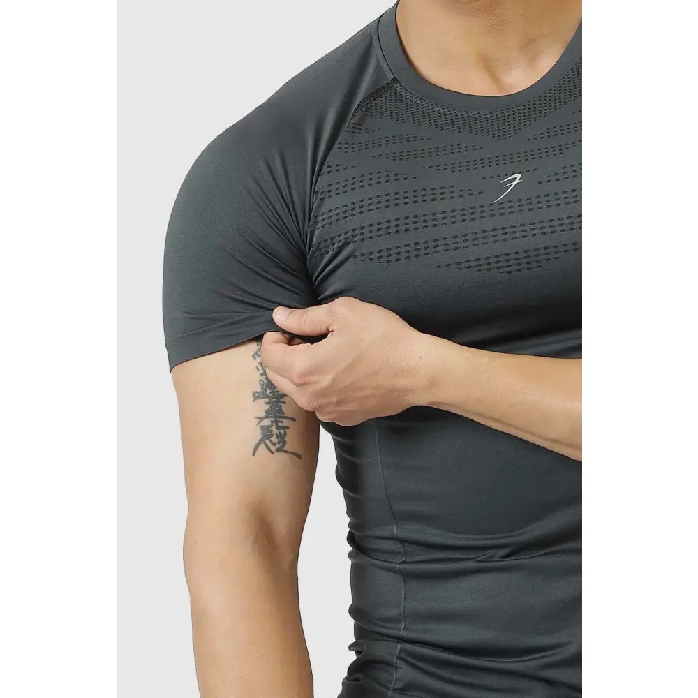Power Seamless T-shirt Grey/Logo - Tshirts