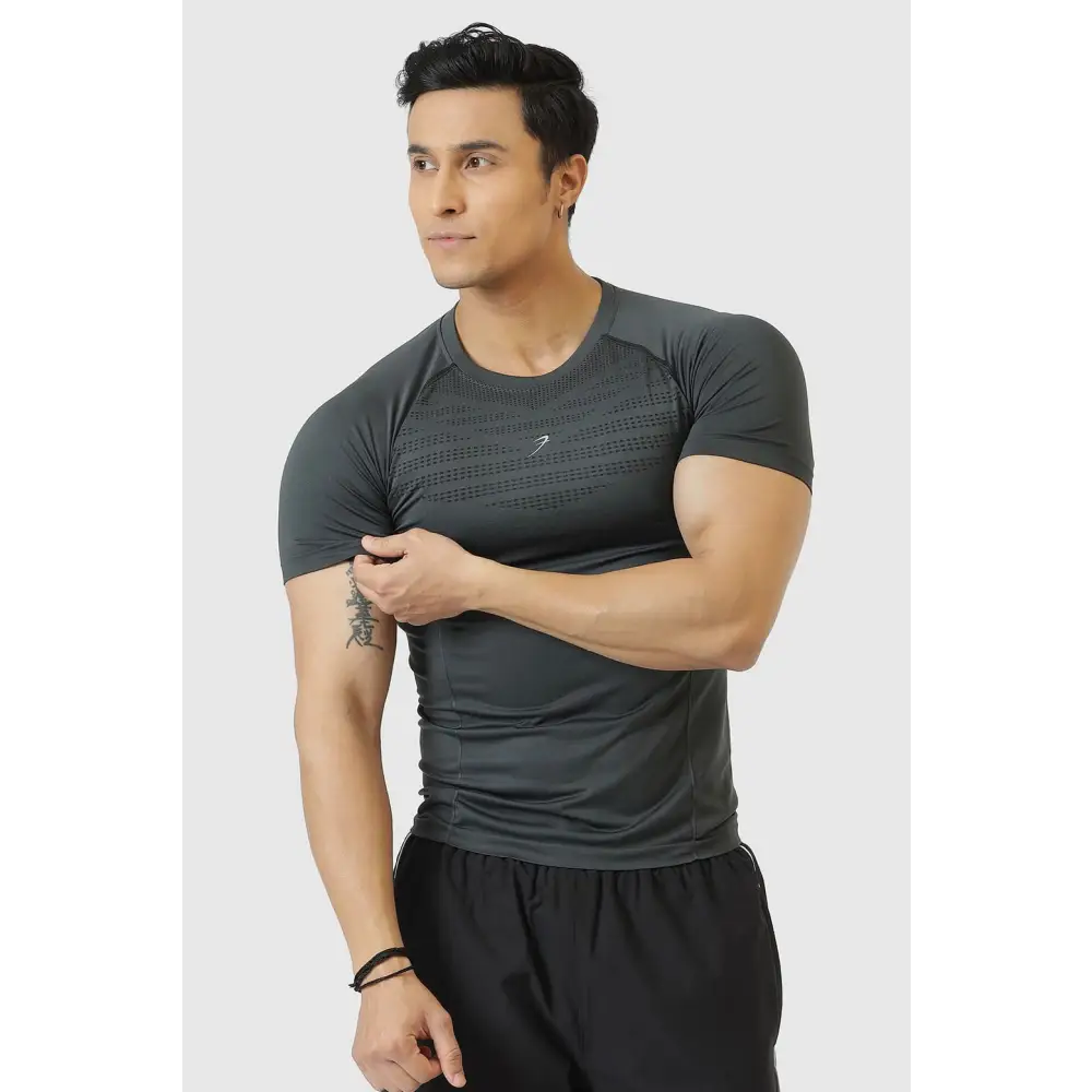 Power Seamless T-shirt Grey/Logo - Tshirts