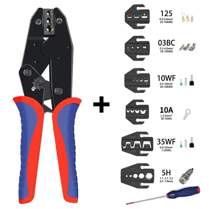 Pre-Insulated Terminal Crimping Pliers Kit (different models available) - 6 Jaws L / Crimping Pliers - HBC