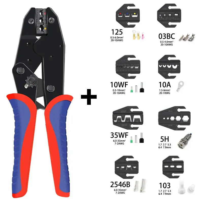Pre-Insulated Terminal Crimping Pliers Kit (different models available) - 8 Jaws / Crimping Pliers - HBC