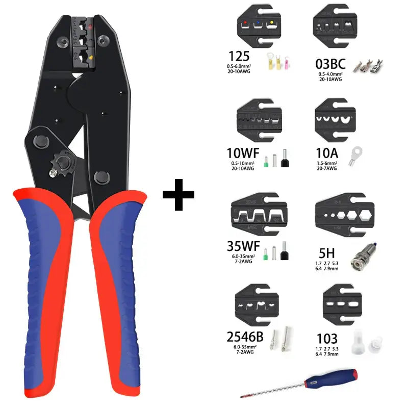 Pre-Insulated Terminal Crimping Pliers Kit (different models available) - 8 Jaws L / Crimping Pliers - HBC