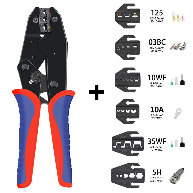 Pre-Insulated Terminal Crimping Pliers Kit (different models available) - 6 Jaws / Crimping Pliers - HBC
