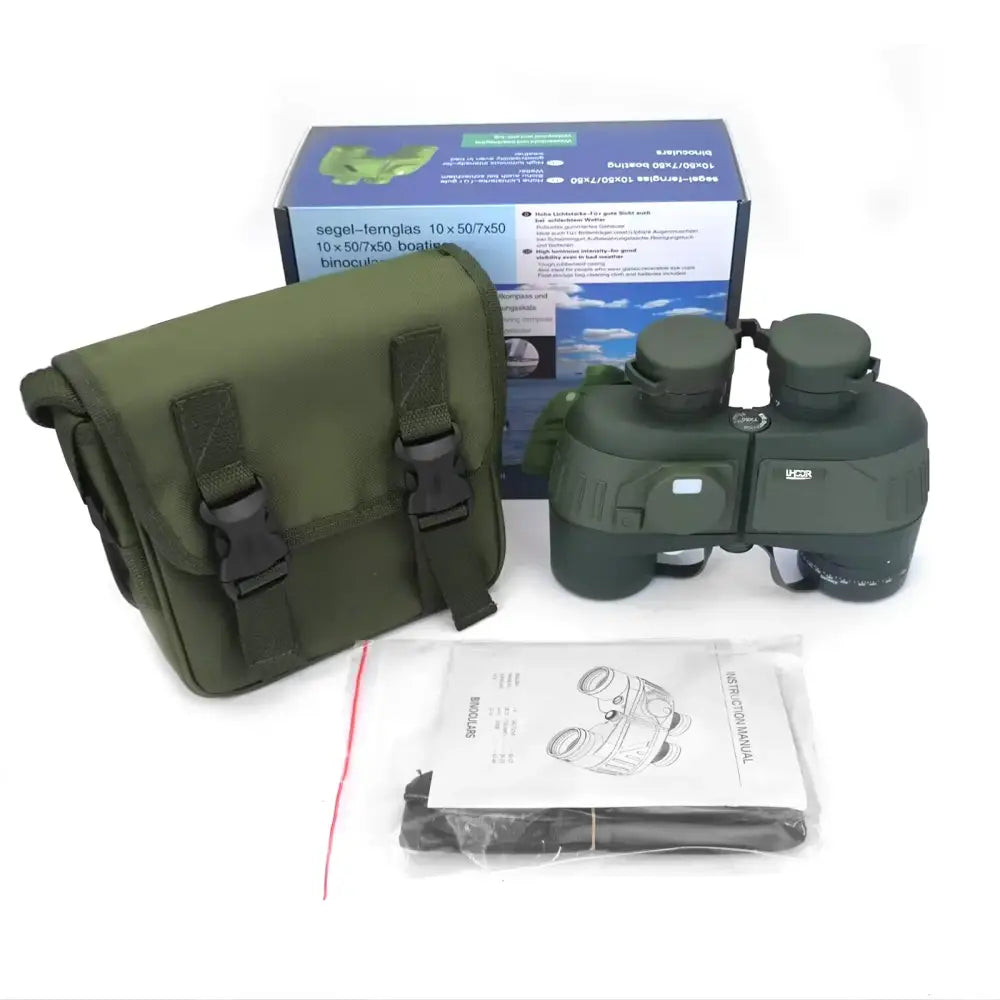 Professional Binoculars – Waterproof with Rangefinder & Compass (10x50) - Green - SS