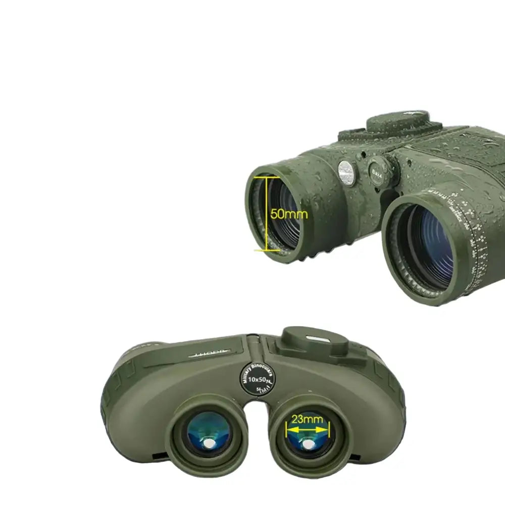 Professional Binoculars – Waterproof with Rangefinder & Compass (10x50) - Green - SS