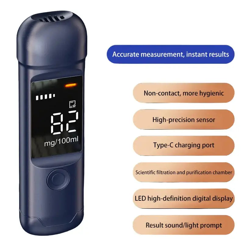 Professional Digital Alcohol Tester – Breathalyzer - Black / Digital Alcohol Tester - HBC
