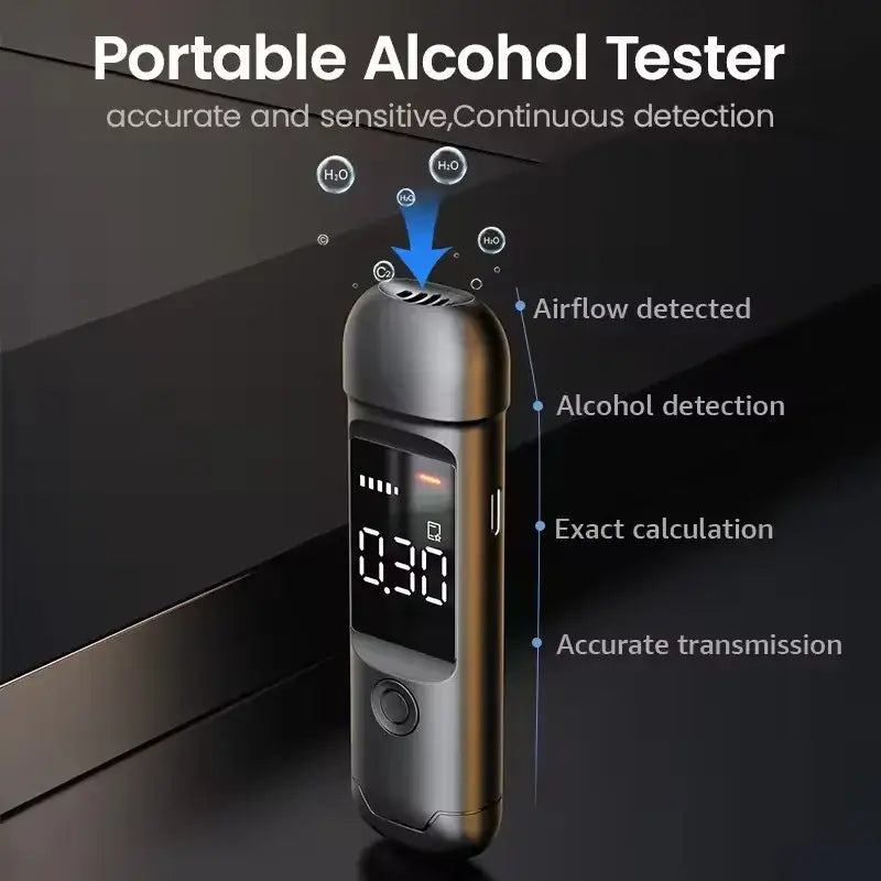 Professional Digital Alcohol Tester – Breathalyzer - Black / Digital Alcohol Tester - HBC