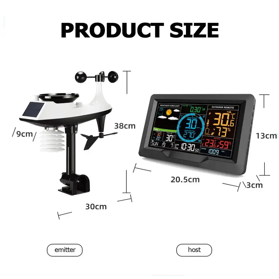 Professional Wireless Weather Station with Wind & Rain Sensors - HBC