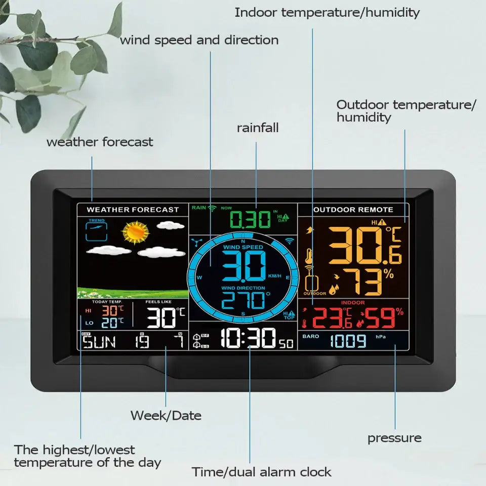 Professional Wireless Weather Station with Wind & Rain Sensors - HBC