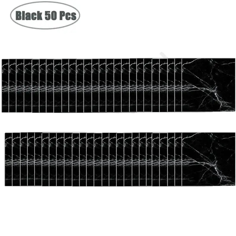 PVC Marble Wall & Floor Stickers – Self-Adhesive Waterproof - Black 50 Pcs - SS