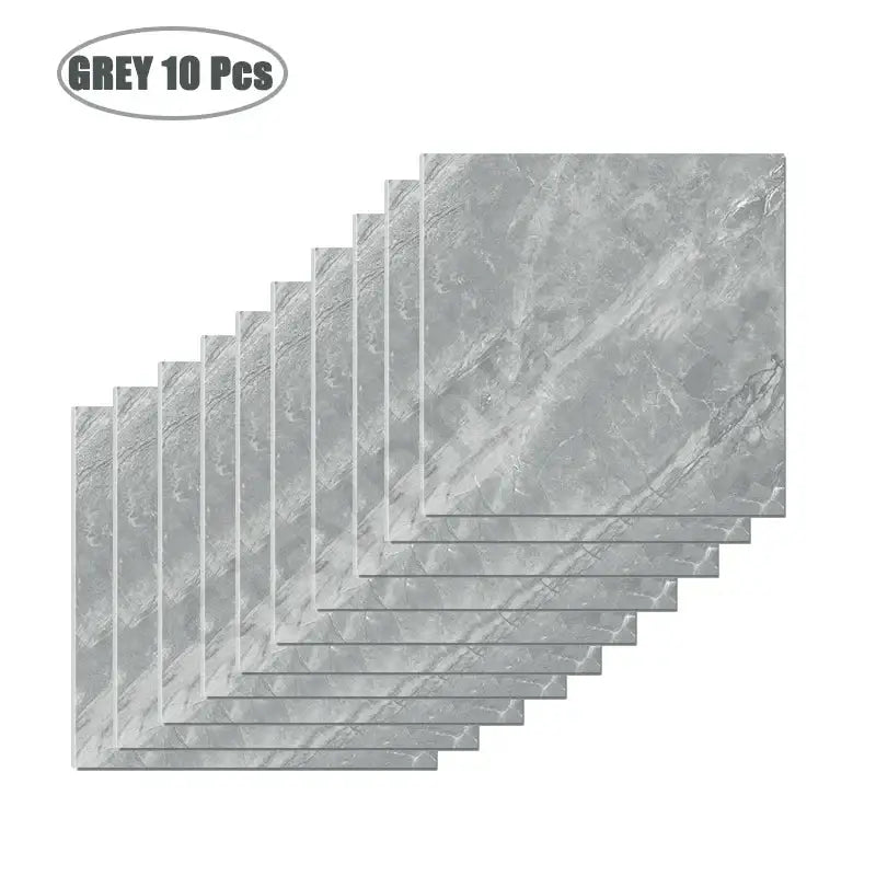 PVC Marble Wall & Floor Stickers – Self-Adhesive Waterproof - Grey 10 Pcs - SS