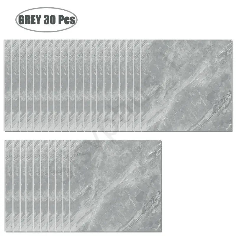 PVC Marble Wall & Floor Stickers – Self-Adhesive Waterproof - Grey 30 Pcs - SS