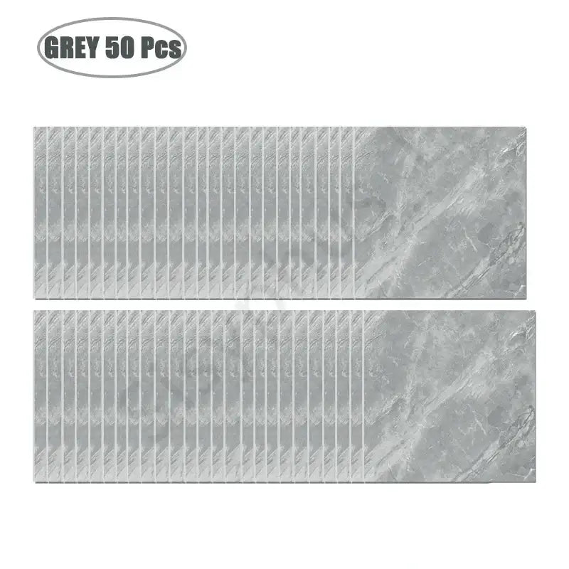 PVC Marble Wall & Floor Stickers – Self-Adhesive Waterproof - Grey 50 Pcs - SS