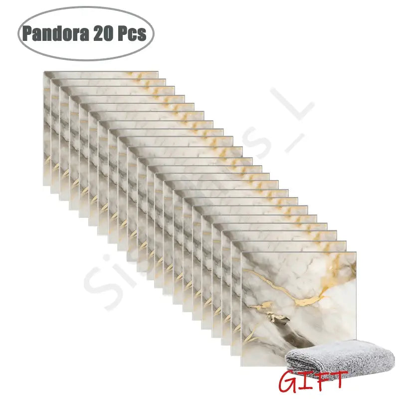 PVC Marble Wall & Floor Stickers – Self-Adhesive Waterproof - Pandora 20 Pcs - SS