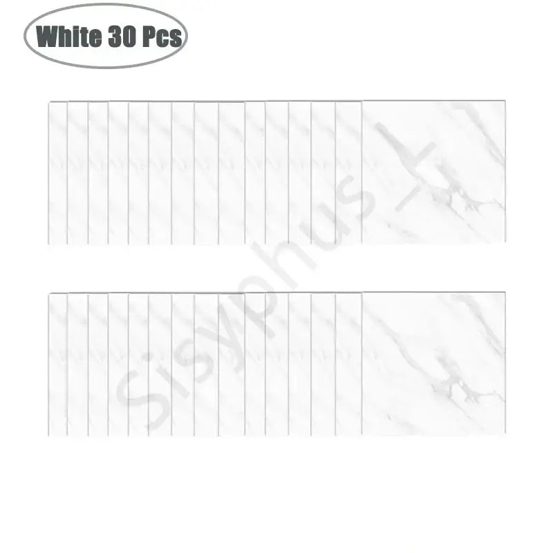 PVC Marble Wall & Floor Stickers – Self-Adhesive Waterproof - White 30 Pcs - SS