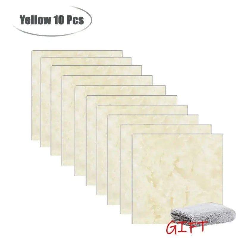 PVC Marble Wall & Floor Stickers – Self-Adhesive Waterproof - Yellow 10 Pcs - SS