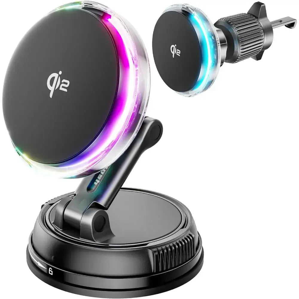 Qi2 15W Mag-Safe Car Mount Charger - Black - 9eight5