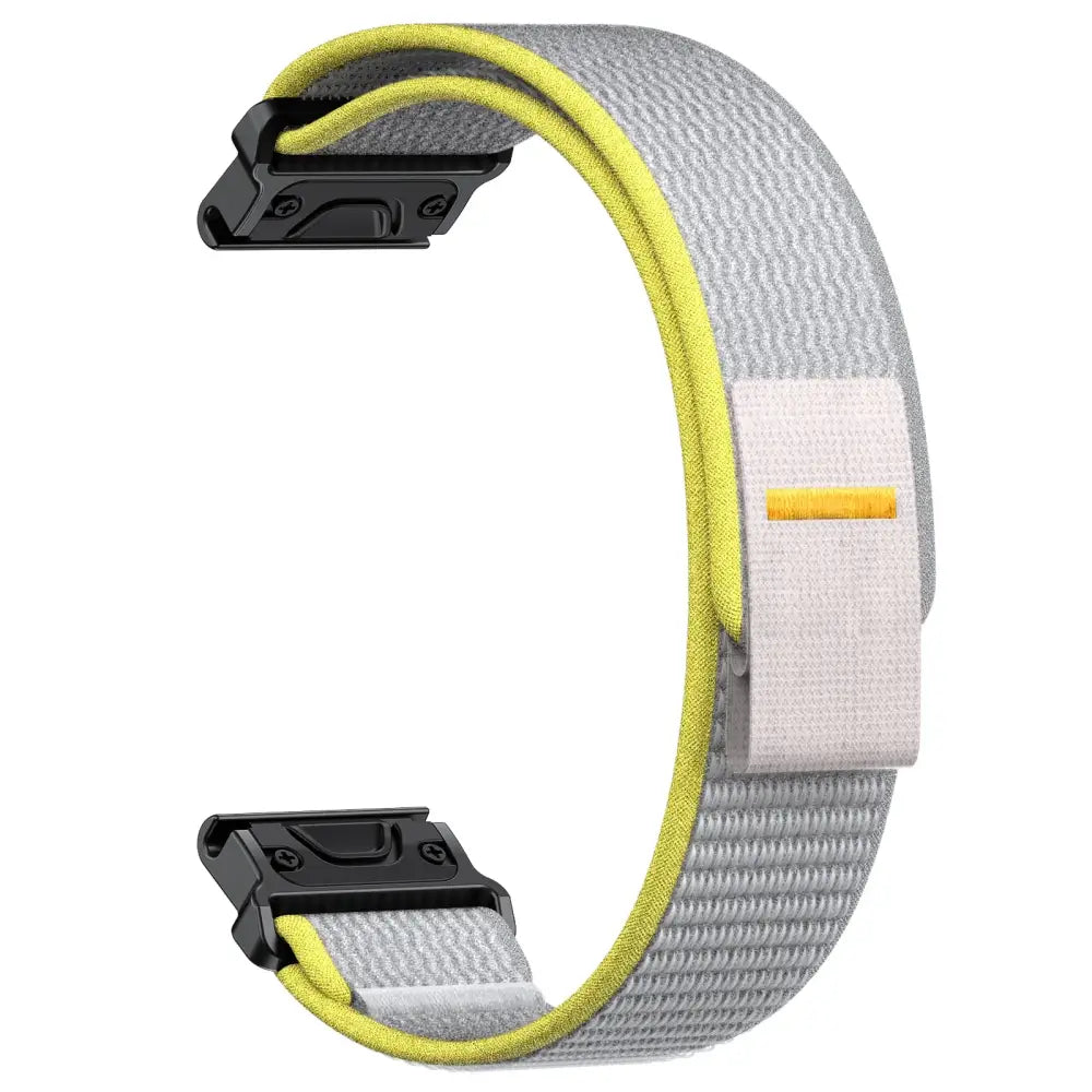 QuickFit Nylon Strap for the Garmin Instinct/Fenix Series (2 sizes & 6 colours available) - Yellow White / 26mm - TWS