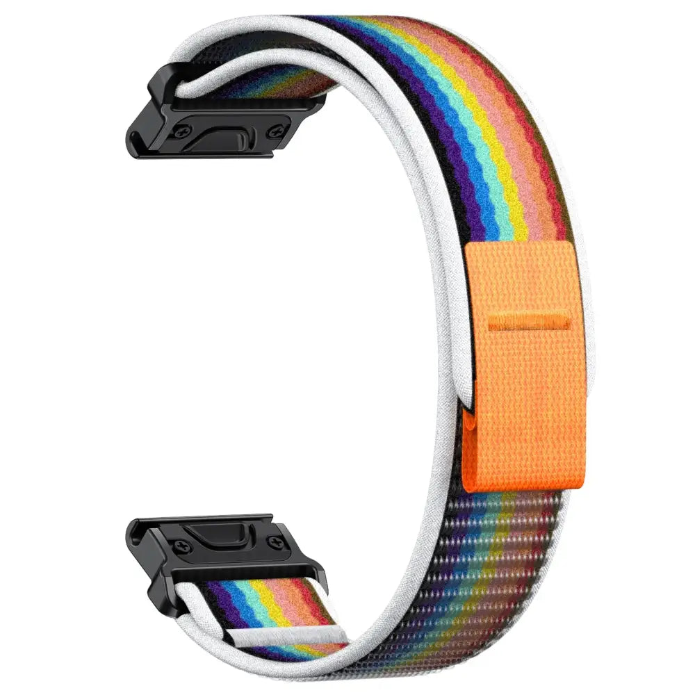 QuickFit Nylon Strap for the Garmin Instinct/Fenix Series (2 sizes & 6 colours available) - Rainbow / 26mm - TWS