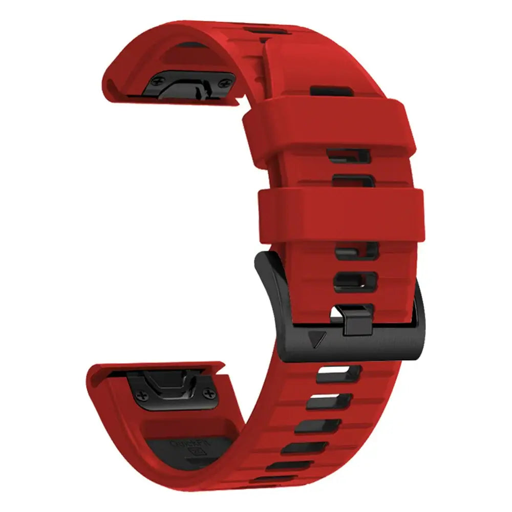 QuickFit Silicone Sports Strap for the Garmin (22mm/26mm) (wide compatibility & 22 colours) - Red Black 2 / 22mm - TWS