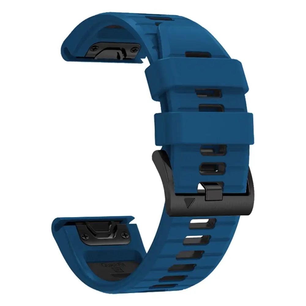 QuickFit Silicone Sports Strap for the Garmin (22mm/26mm) (wide compatibility & 22 colours) - Blue Black / 22mm - TWS