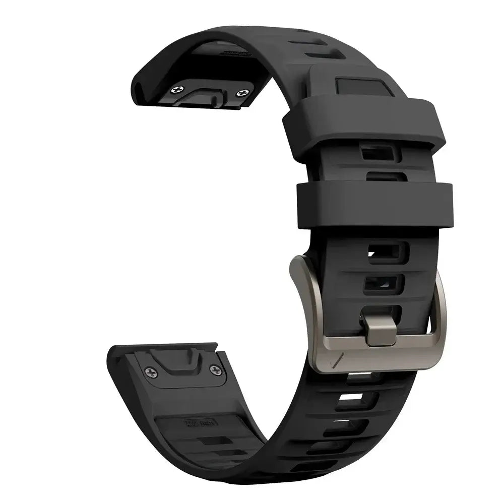QuickFit Silicone Sports Strap for the Garmin (22mm/26mm) (wide compatibility & 22 colours) - Black / 22mm - TWS