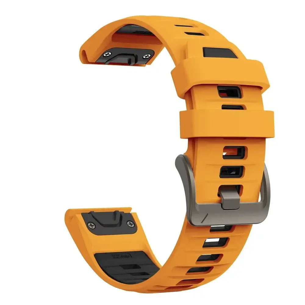 QuickFit Silicone Sports Strap for the Garmin (22mm/26mm) (wide compatibility & 22 colours) - Yellow Black / 22mm - TWS
