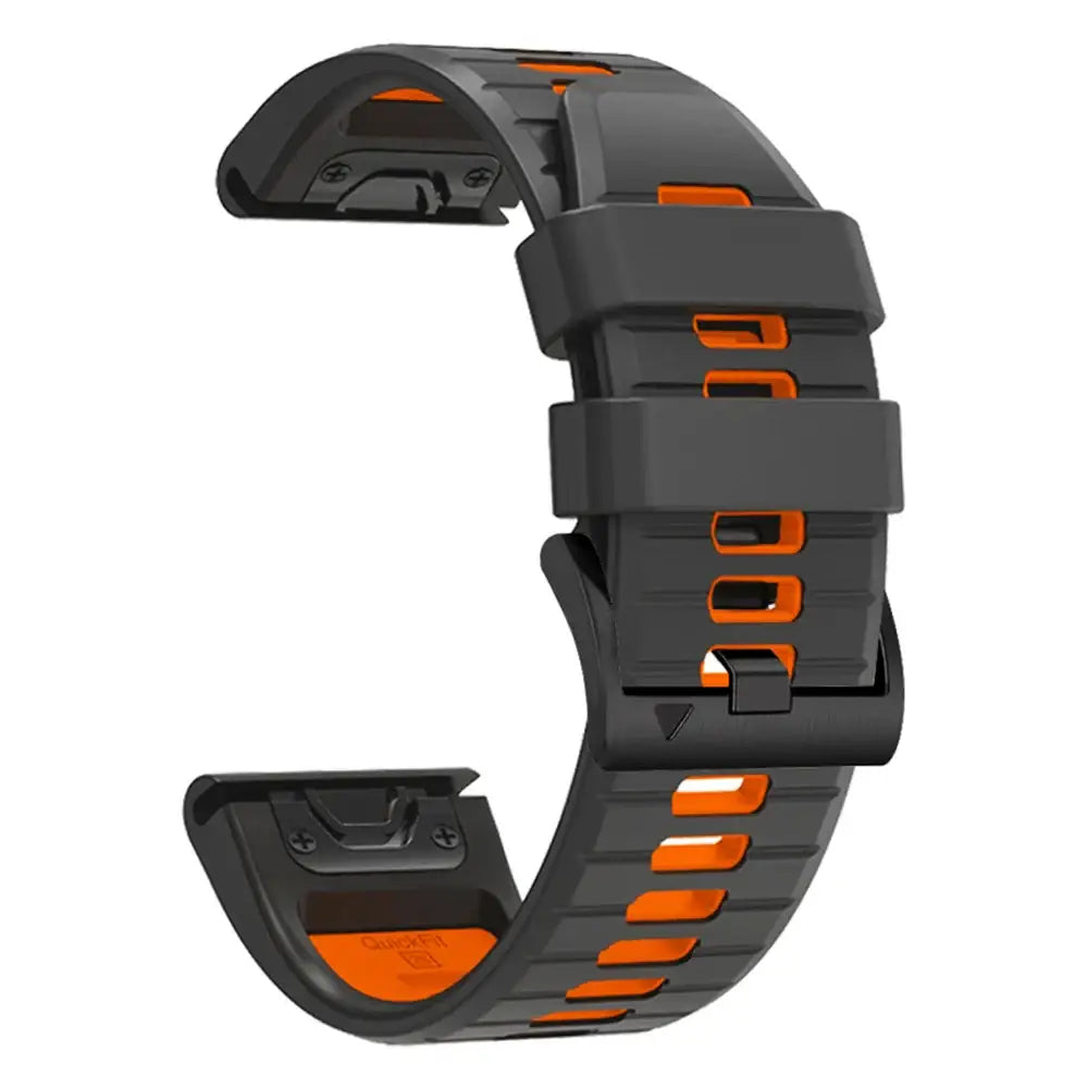 QuickFit Silicone Sports Strap for the Garmin (22mm/26mm) (wide compatibility & 22 colours) - Carbon Gray Orange / 22mm