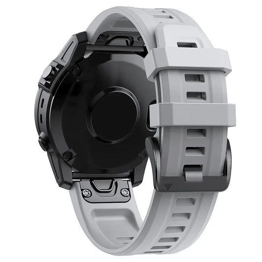 QuickFit Silicone Strap for a Range of Garmin Watches (22mm) (See list of models in the description) - Grey / QuickFit