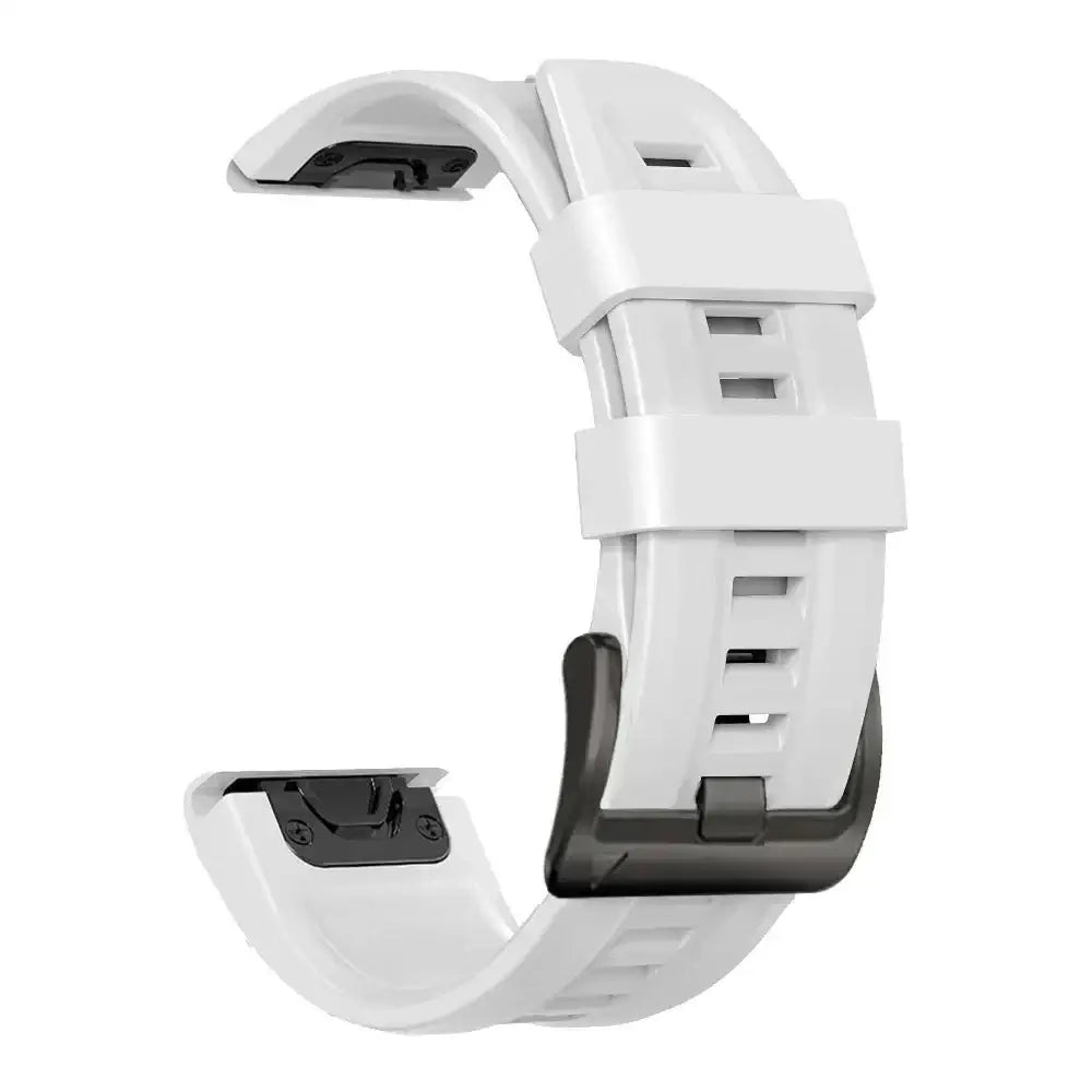QuickFit Silicone Strap for the Garmin Flagship Models (2 sizes & 46 colours available) - White 3 / 26mm - TWS