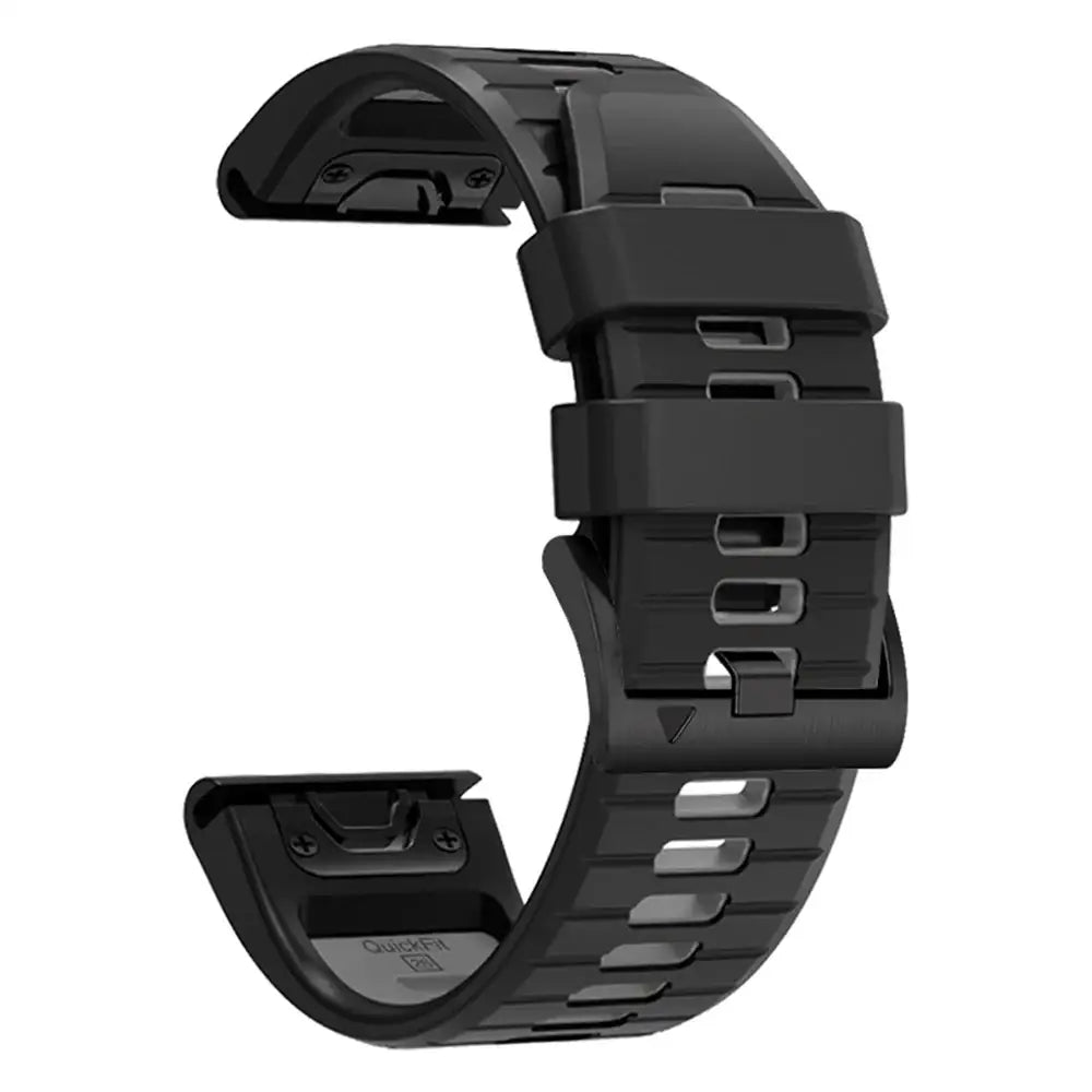 QuickFit Silicone Strap for the Garmin Flagship Models (2 sizes & 46 colours available) - Black Gray / 26mm - TWS