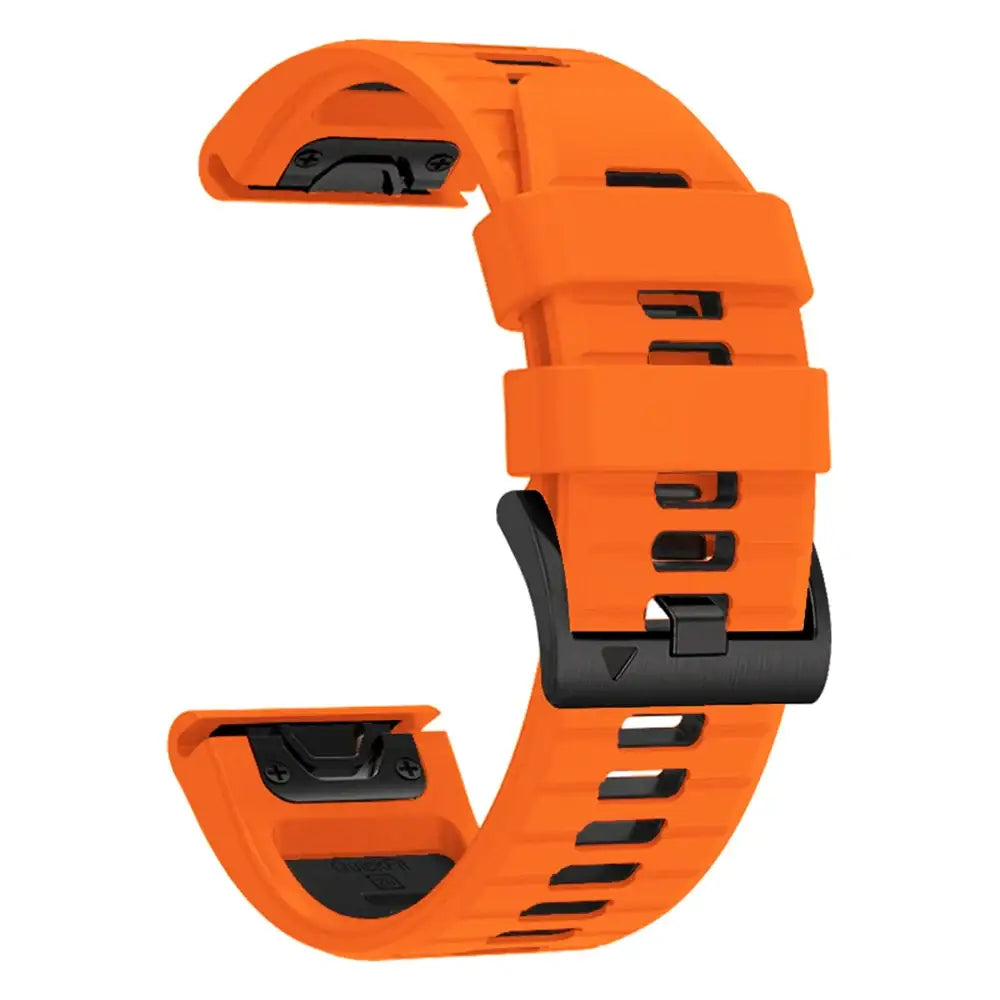 QuickFit Silicone Strap for the Garmin Flagship Models (2 sizes & 46 colours available) - Orange Black / 26mm - TWS