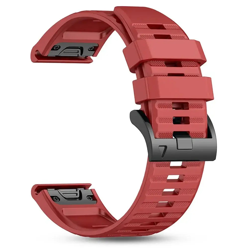 Quickfit Silicone Strap for the Garmin Watch Series (available of various range of models and 46 colours) - style1 Red
