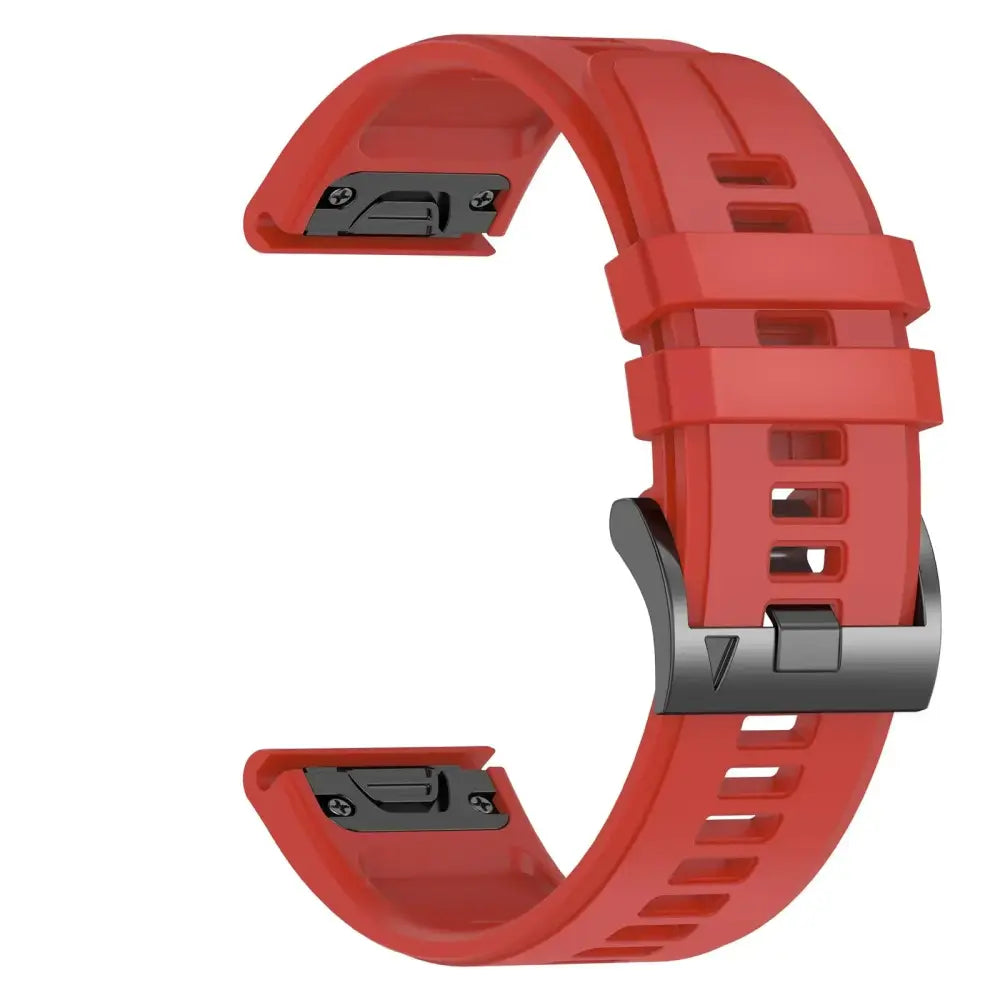 Quickfit Silicone Strap for the Garmin Watch Series (available of various range of models and 46 colours) - style2 Red