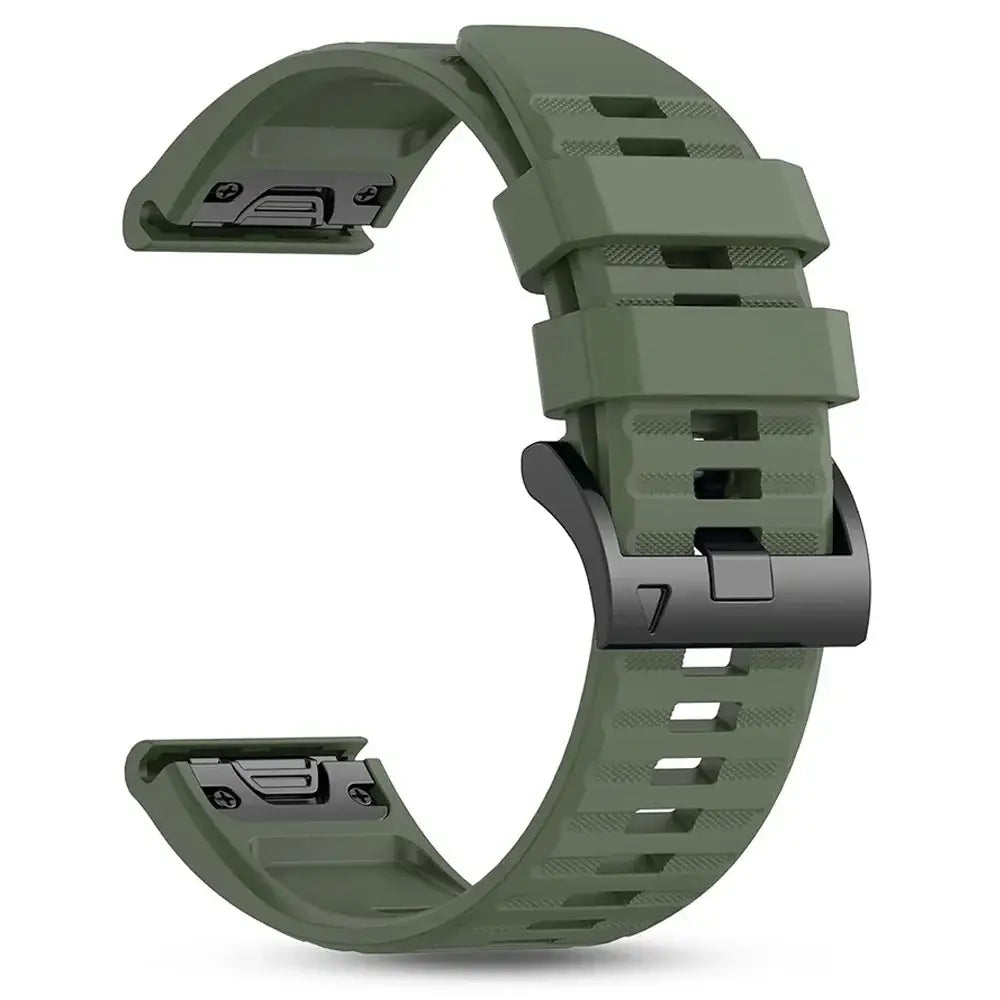 Quickfit Silicone Strap for the Garmin Watch Series (available of various range of models and 46 colours) - style1 Army